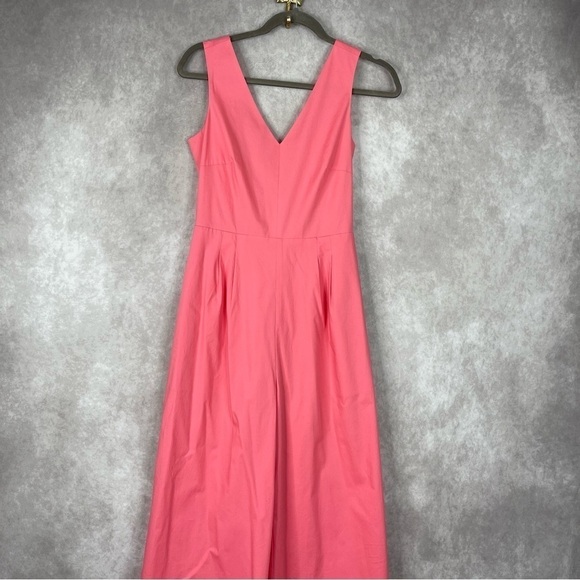 J.Crew Wrap-Tie Stretch Poplin Jumpsuit In Bright Coral Pink Women's Sz 0 - Picture 4 of 9